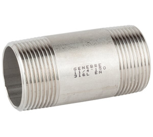 Niple duplo tubular alongado inox 316L M-M BSP
