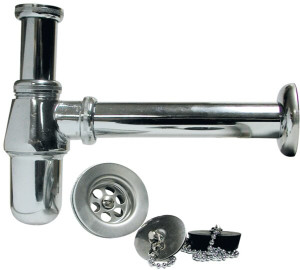 Extensible basin siphon with valve and plug