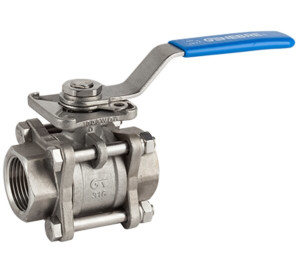 Válvula de esfera tripartida inox 316 PN 63 base atuador NPT