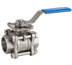 Válvula de esfera tripartida inox 316 PN 63 base atuador SW