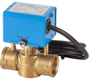 Válvula motorizada / zona 2 vías ON/OFF con muelle de retorno y con interruptor auxiliar y cable de 5 hilos