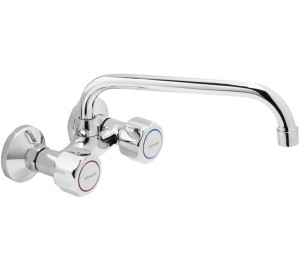 Torneira de cozinha de parede com bica de 11 cm e tubo de 24 cm de altura Cromado Gamma
