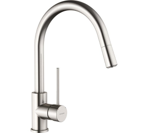 Torneira de cozinha monocomando em aço inoxidável com bica extraível TAU