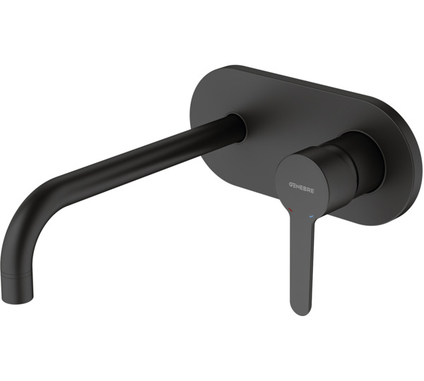 Monocomando lavabo embutido bica 22cm OSLO BLACK Preto