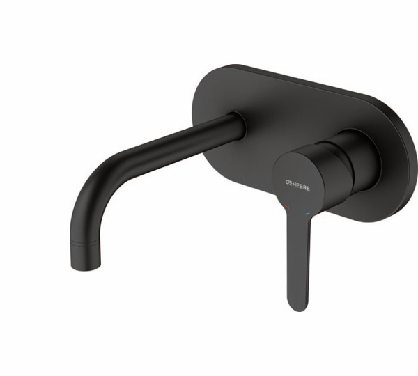 Monocomando lavabo embutido bica 16cm Preto Oslo Black