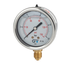 Manômetro DN63 - Inox - Glicerina - Vertical - BSP