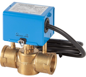 Válvula motorizada / zona 2 vías ON/OFF con muelle de retorno y con interruptor auxiliar y cable de 5 hilos