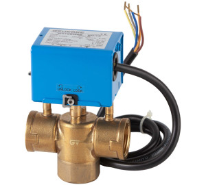 Válvula motorizada / zona 3 vías ON/OFF con muelle de retorno y con interruptor auxiliar y cable de 5 hilos